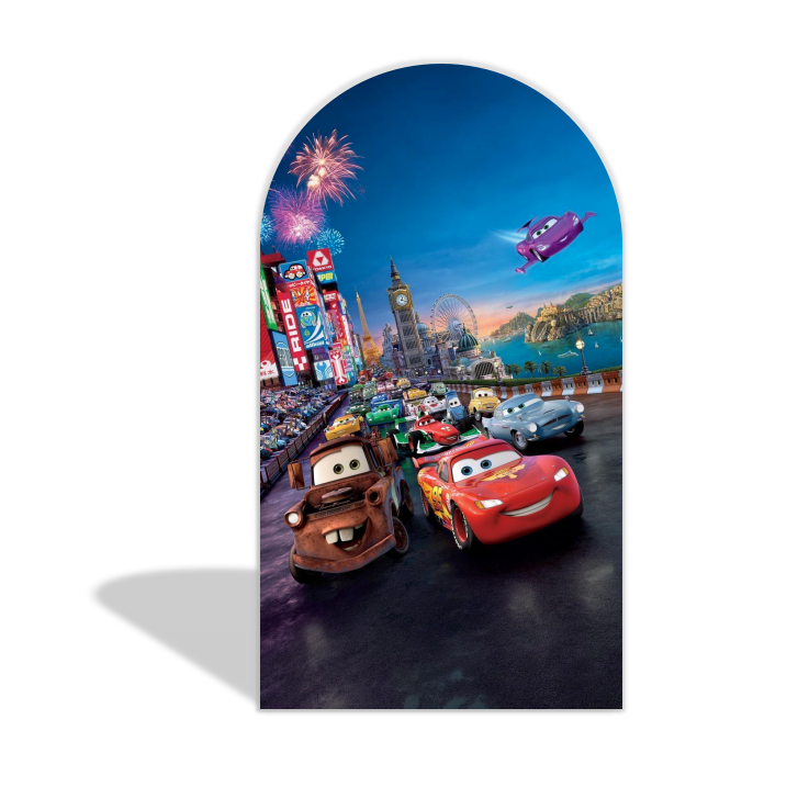 Cars Mcqueen Theme Happy Birthday Party Arch Backdrop Wall Cloth  Cover