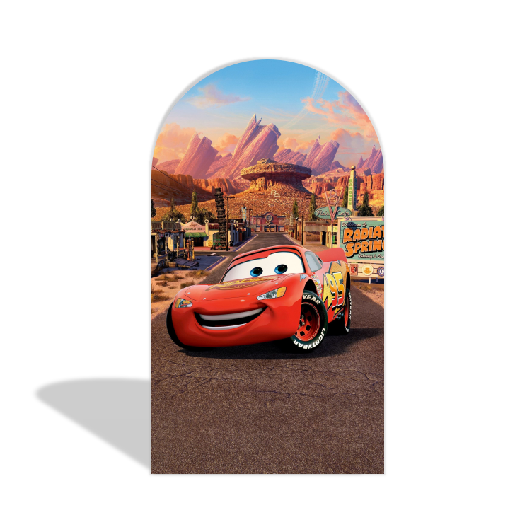 Cars Mcqueen Theme Happy Birthday Party Arch Backdrop Wall Cloth  Cover