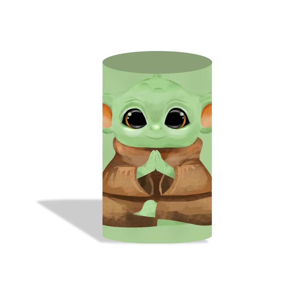 Baby Yoda theme birthday party decoration round circle backdrop cover plinth cylinder pedestal cloth cover