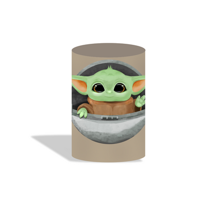 Baby Yoda theme birthday party decoration round circle backdrop cover plinth cylinder pedestal cloth cover