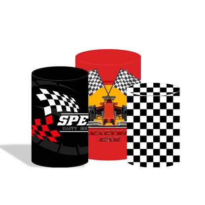 Racing car birthday party decoration round circle backdrop cover plinth cylinder pedestal cloth cover