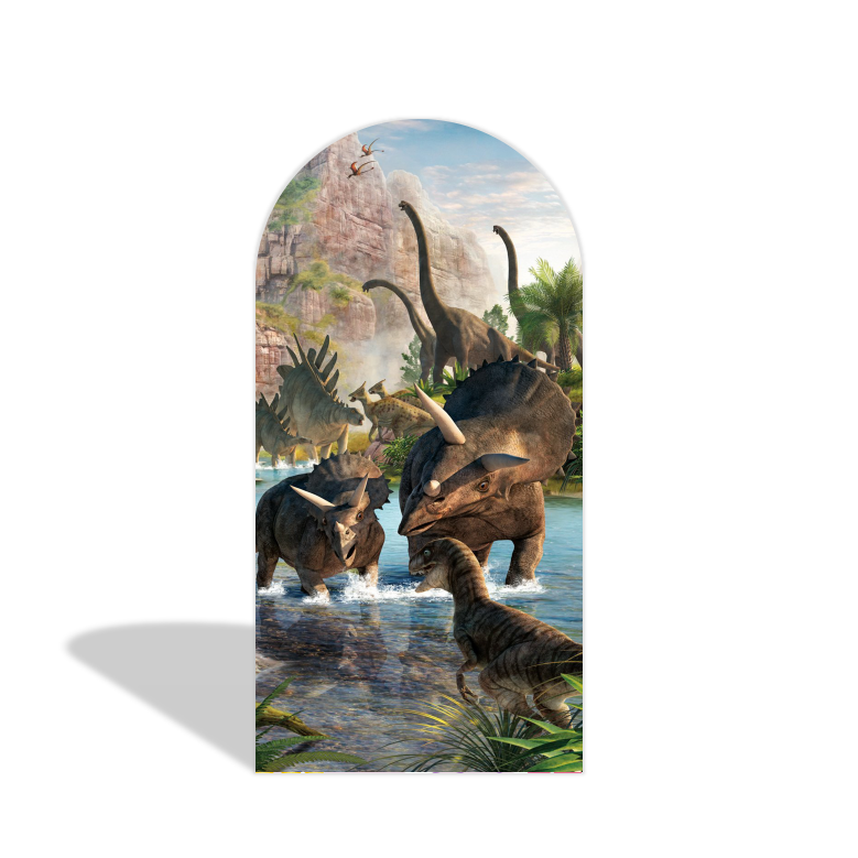 Dinosaur Happy Birthday Party Arch Backdrop Wall Cloth  Cover