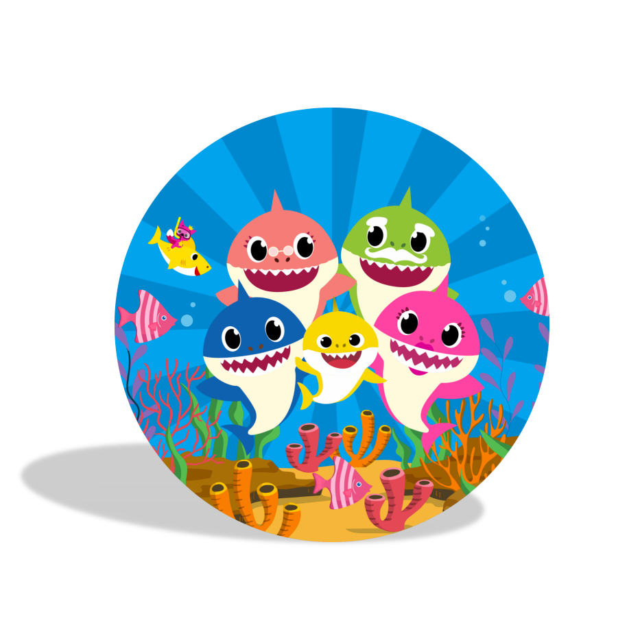 Baby shark birthday party decoration round circle backdrop cover plinth cylinder pedestal cloth cover