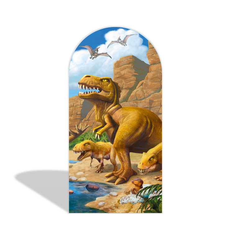 Dinosaur Cartoon Theme Happy Birthday Party Arch Backdrop Wall Cloth  Cover