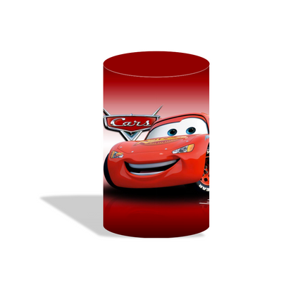 Cars Mcqueen birthday party decoration round circle backdrop cover plinth cylinder pedestal cloth cover