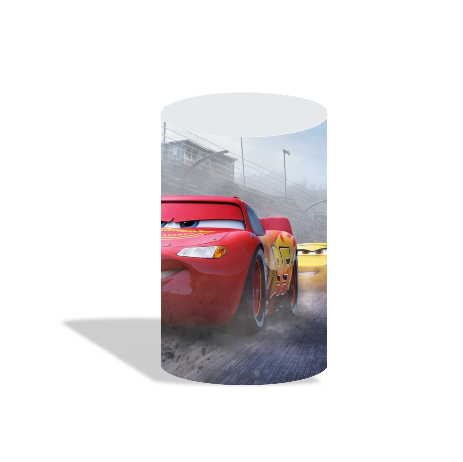 Cars Mcqueen birthday party decoration round circle backdrop cover plinth cylinder pedestal cloth cover