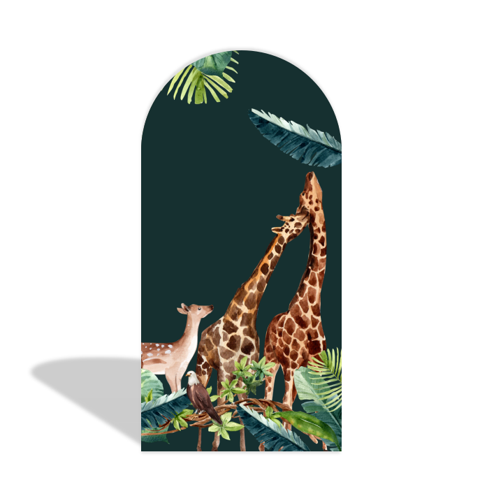 Safari Jungle Wild Theme Happy Birthday Party Arch Backdrop Wall Cloth  Cover