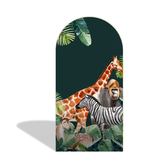 Safari Jungle Wild Theme Happy Birthday Party Arch Backdrop Wall Cloth  Cover
