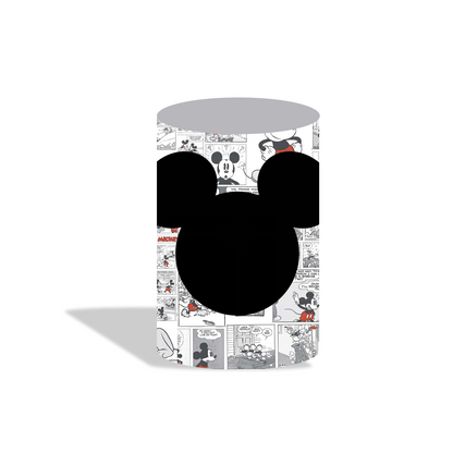 Comic mickey birthday party decoration round circle backdrop cover plinth cylinder pedestal cover