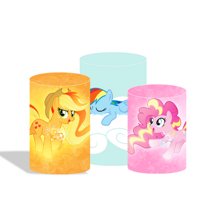 The little pony birthday party decoration round circle backdrop cover plinth cylinder pedestal cloth cover
