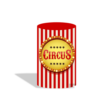 Circus theme round circle backdrop cover plinth cylinder pedestal cloth cover for birthday party decoration
