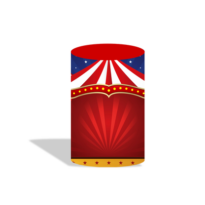 Circus theme round circle backdrop cover plinth cylinder pedestal cloth cover for birthday party decoration