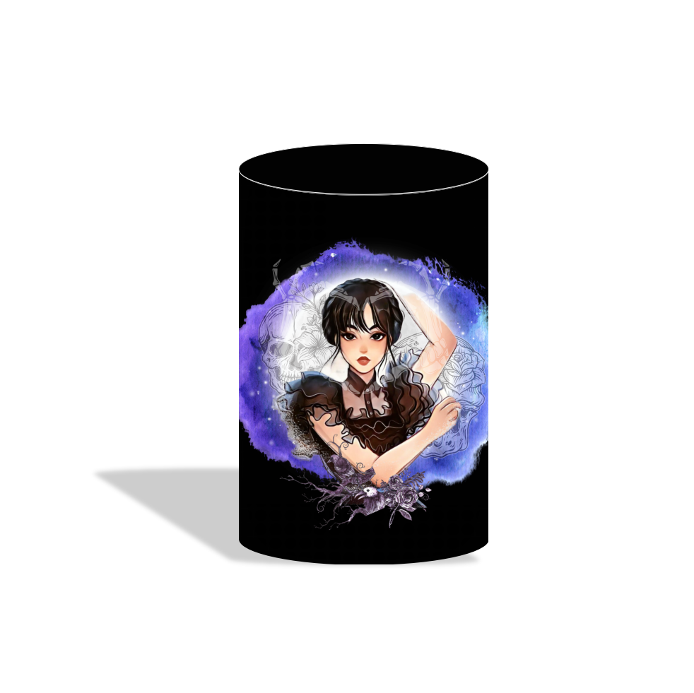 Wednesday birthday party decoration round circle backdrop cover plinth cylinder pedestal cloth cover