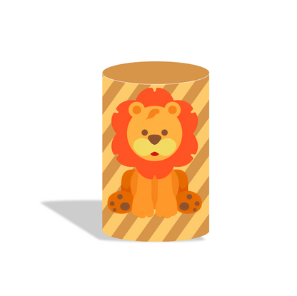 Safari animal birthday party decoration round circle backdrop cover plinth cylinder pedestal cloth cover
