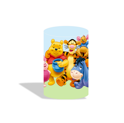 Winnie the poor theme birthday party decoration round circle backdrop cover plinth cylinder pedestal cloth cover