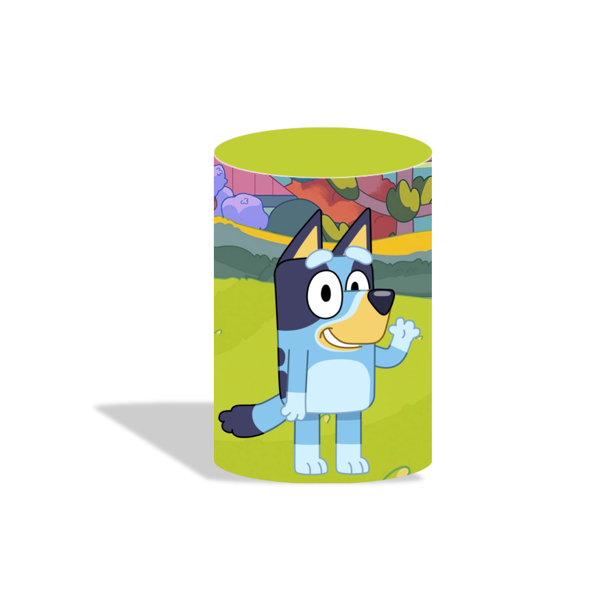 Bluey birthday party decoration round circle backdrop cover plinth cylinder pedestal cloth cover