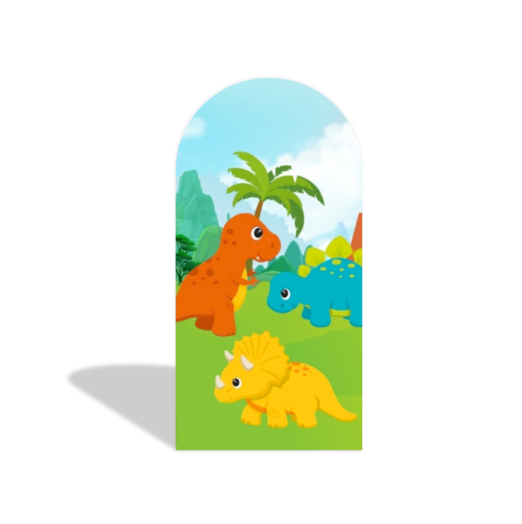Cute Dinosaur Cartoon Theme Happy Birthday Party Arch Backdrop Wall Cloth  Cover