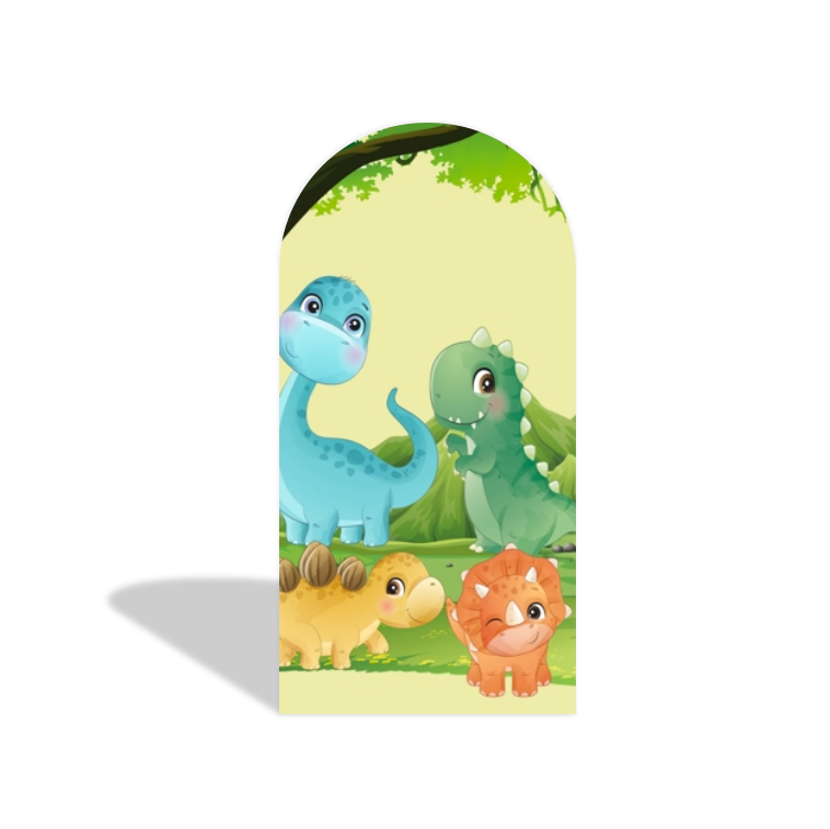Cute Dinosaur Cartoon Theme Happy Birthday Party Arch Backdrop Wall Cloth  Cover