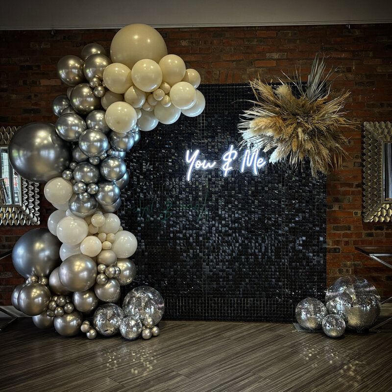 Black Sequin Shimmer Backdrop Wall Panels For Birthday Wedding Baby Shower Bridal