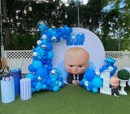 Custom birthday party decoration round circle backdrop cover plinth cylinder pedestal cloth cover