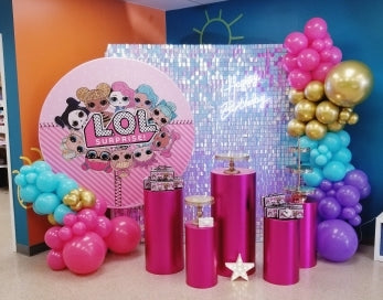 5Ft 6ft 6.5ft 7.2ft Aluminum Alloy Tube Round Circle Backdrop Stand With Plinth Cylinder Stand Dessert Table For Birthday Wedding Party Decoration