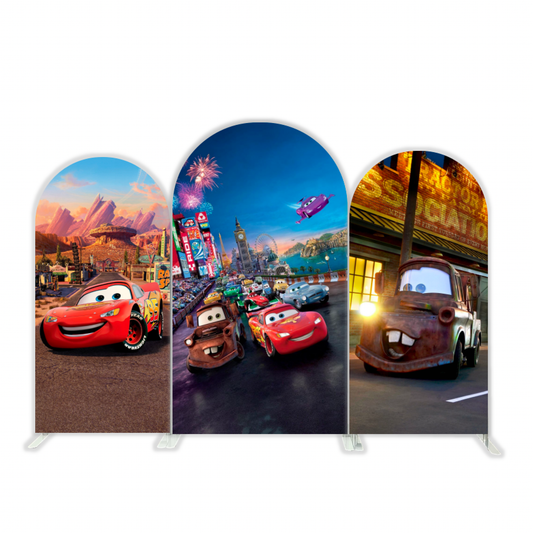 Cars Mcqueen Theme Happy Birthday Party Arch Backdrop Wall Cloth  Cover