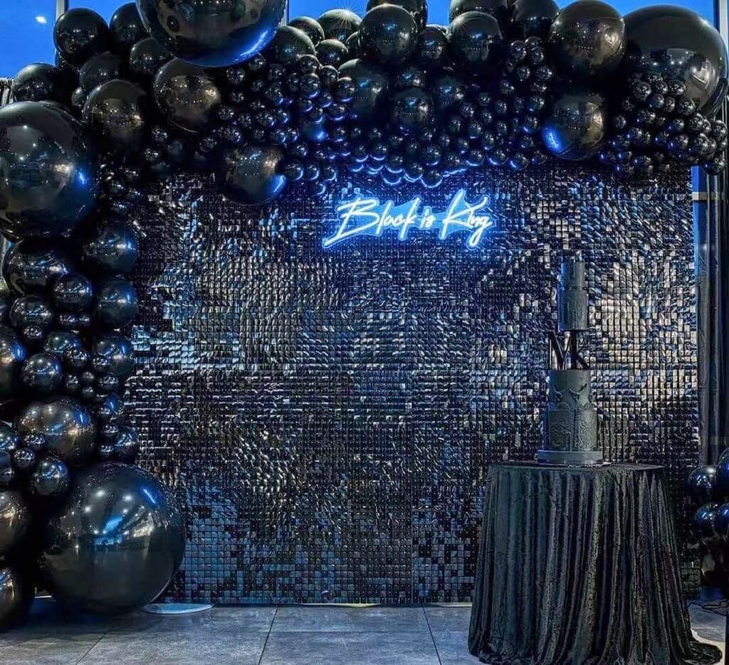 Black Sequin Shimmer Backdrop Wall Panels For Birthday Wedding Baby Shower Bridal