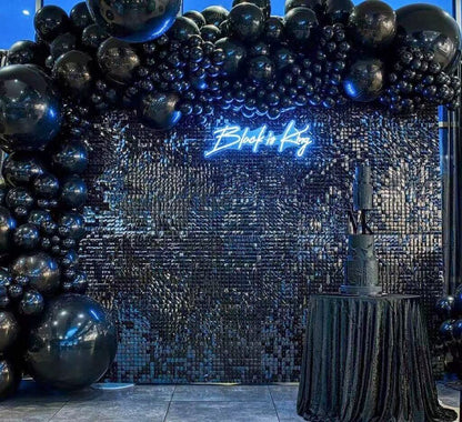 Black Sequin Shimmer Backdrop Wall Panels For Birthday Wedding Baby Shower Bridal