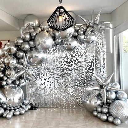 Sliver Sequin Shimmer Backdrop Wall Panels For Birthday Wedding Party Event Decoration