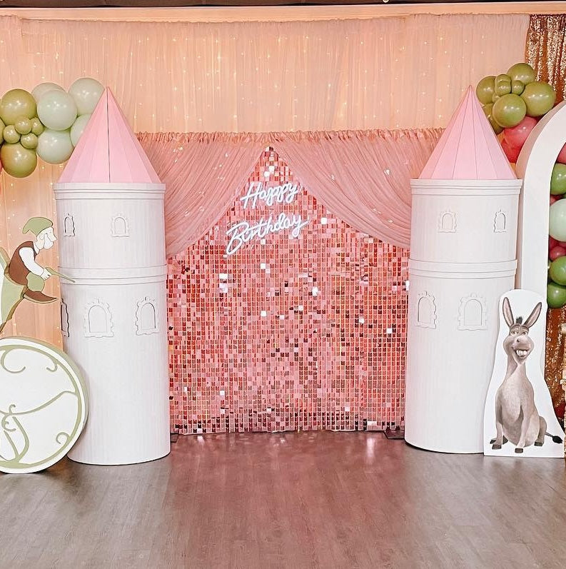 Rose Gold Sequin Shimmer Backdrop Wall Panels For Birthday Wedding Party Event Decoration