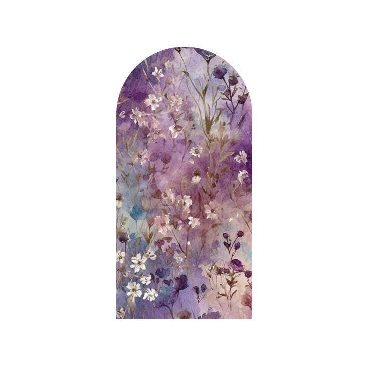 Watercolor Purple Flower Door Gate Birthday Party Arch Backdrop Wall Cloth Cover