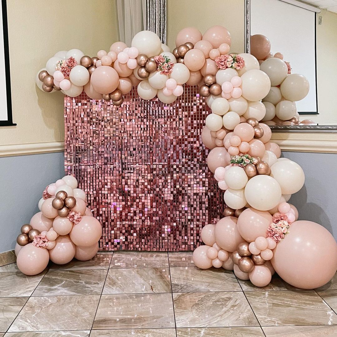 Rose Gold Sequin Shimmer Backdrop Wall Panels For Birthday Wedding Party Event Decoration