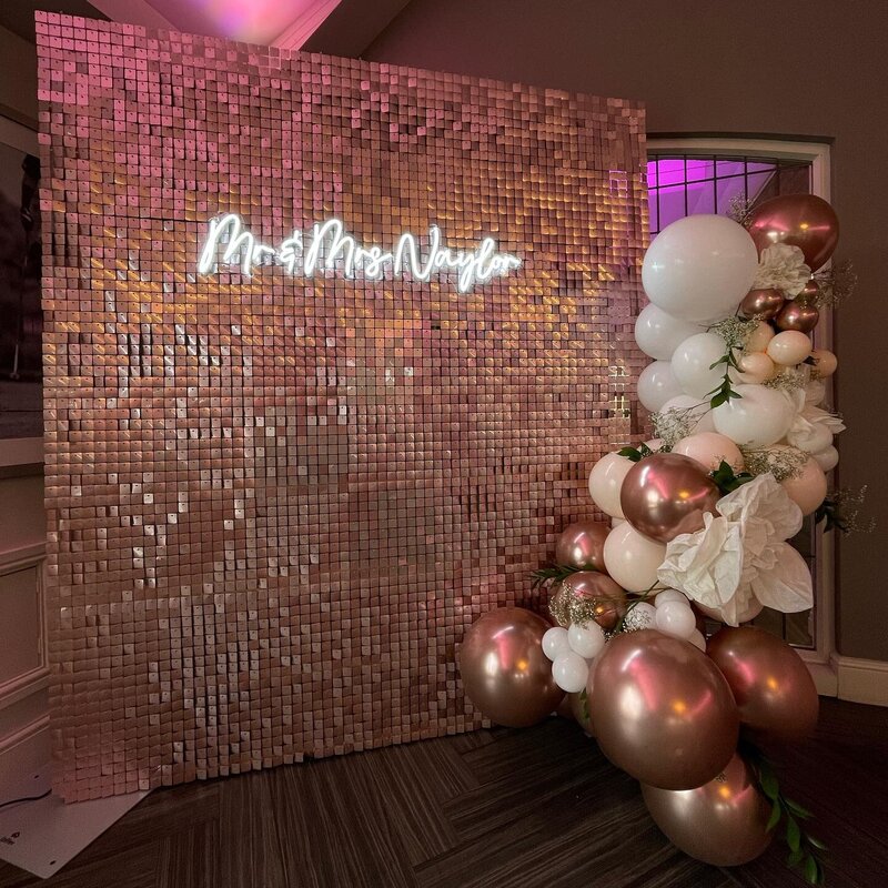 Rose Gold Sequin Shimmer Backdrop Wall Panels For Birthday Wedding Party Event Decoration
