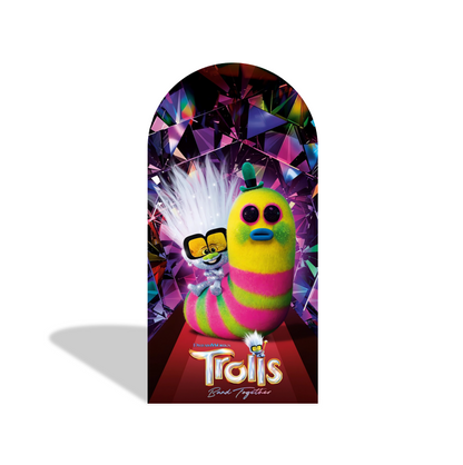 Trolls Theme Cartoon Arch Backdrop Wall Cloth Cover For Birthday Baby Shower Party