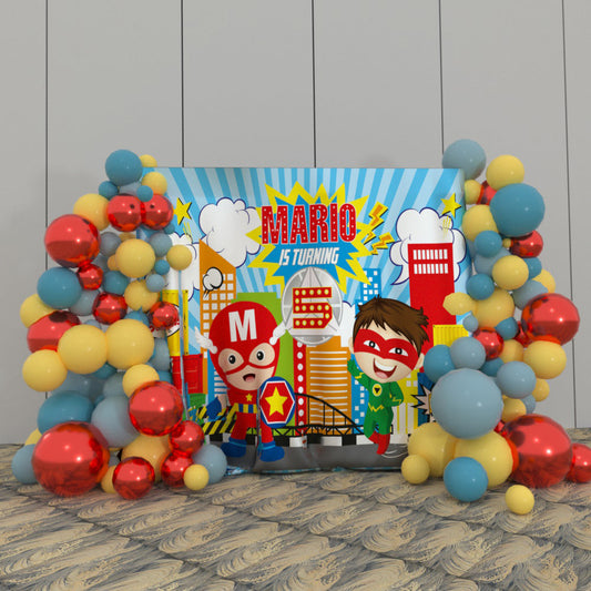 Mario Supper Hero Birthday Party Decoration Fabric Backdrop