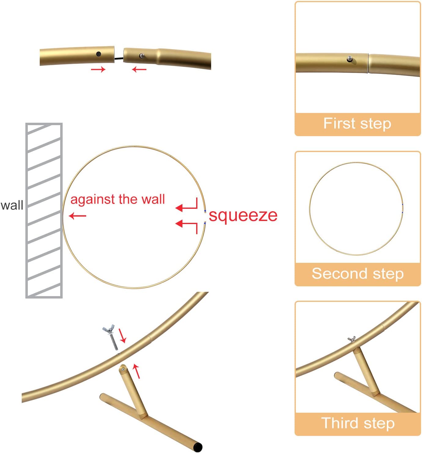 6.7Ft 7.2Ft Round Aluminum Wedding Birthday Arch Photo Booth Backdrop Stand