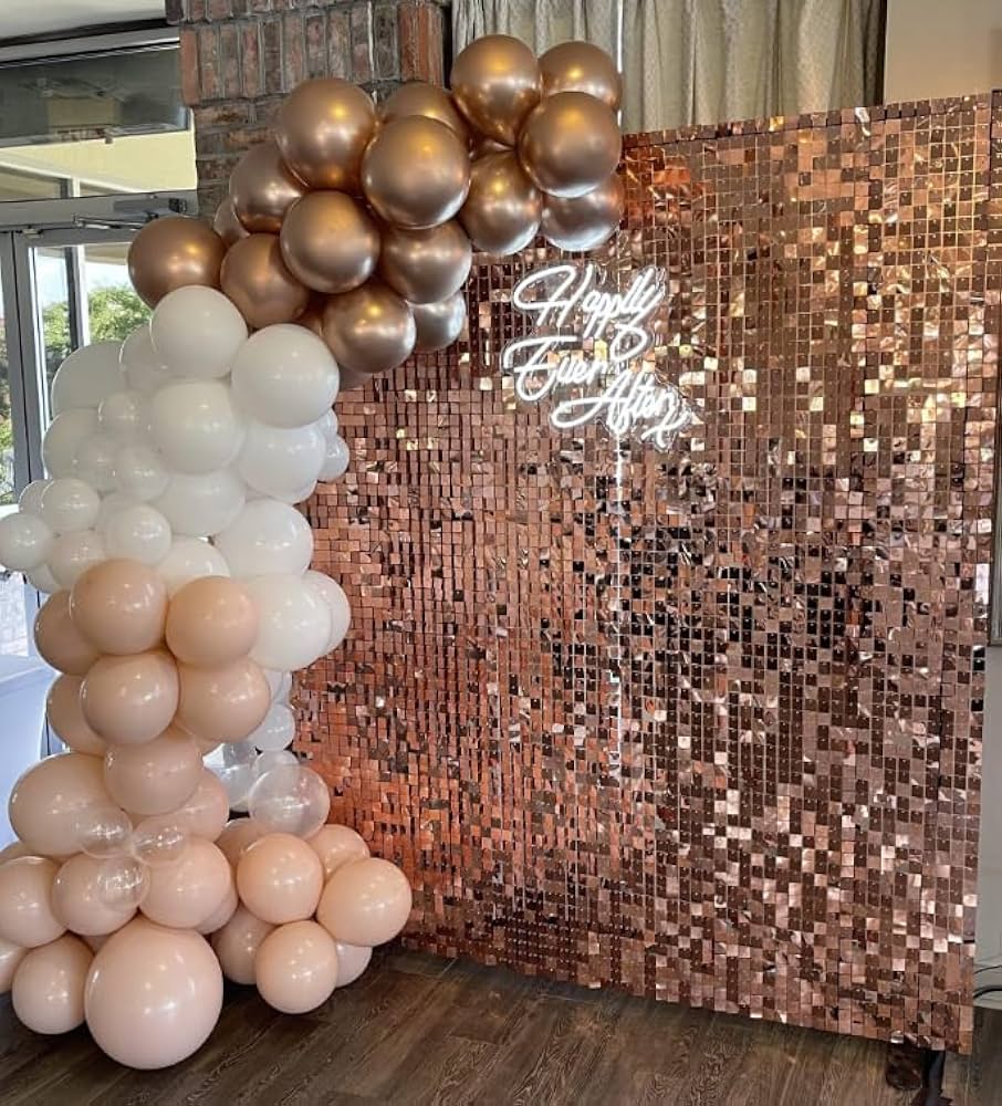 Rose Gold Sequin Shimmer Backdrop Wall Panels For Birthday Wedding Party Event Decoration