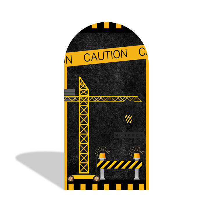 Under Construction Equipment Vehicles Truck Arch Backdrop Wall Cloth Cover For Birthday Baby Shower Party