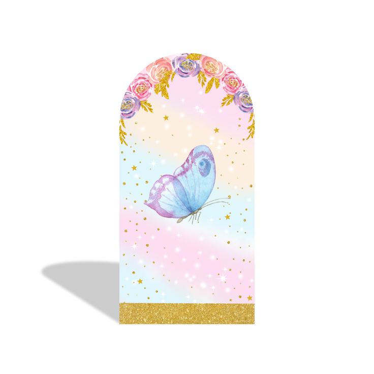 Flora Butterfly Happy Birthday Party Arch Backdrop Wall Cloth Cover