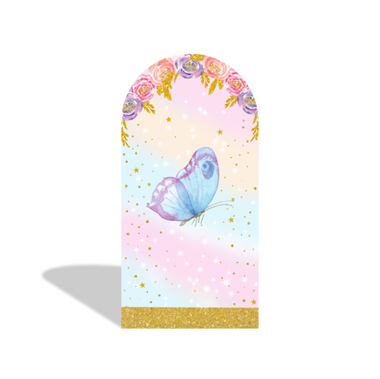 Flora Butterfly Happy Birthday Party Arch Backdrop Wall Cloth Cover