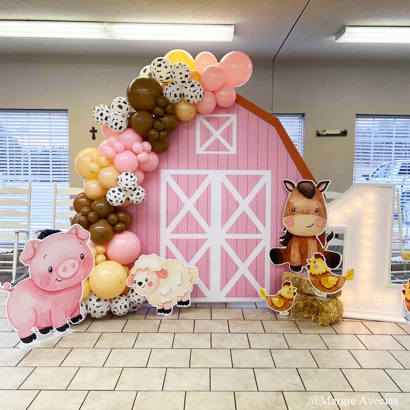 7x7ft Farm House Barn Arch Backdrop Wall Cover Stand For Birthday Baby Shower Party Decoration