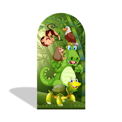 Safari Jungle Wild Happy Birthday Party Arch Backdrop Wall Cloth Cover