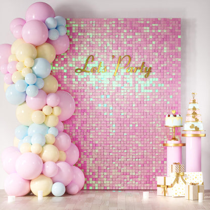 Gradient Iridescent Pink Sequin Shimmer Backdrop Wall Panels For Birthday Wedding Party Event Decoration