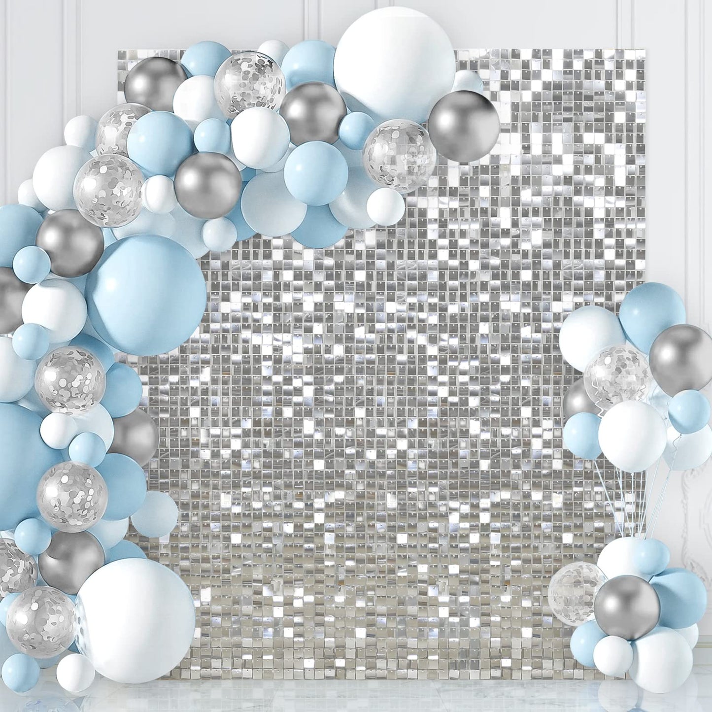 Sliver Sequin Shimmer Backdrop Wall Panels For Birthday Wedding Party Event Decoration