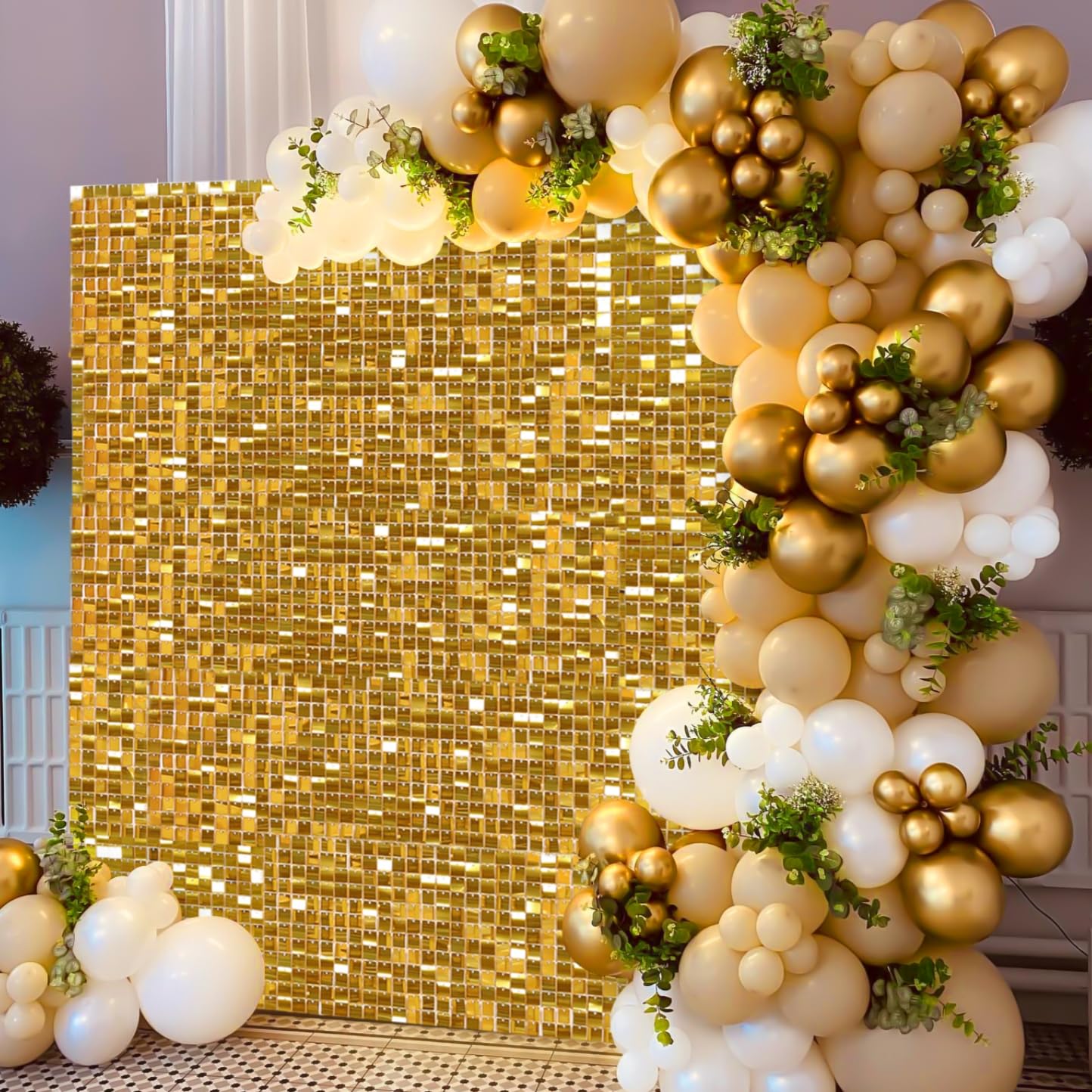 Gold Shimmer Sequin Backdrop Wall Panels For Birthday Wedding Baby Shower Bridal