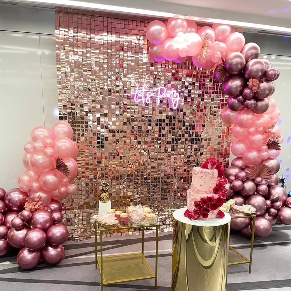Rose Gold Sequin Shimmer Backdrop Wall Panels For Birthday Wedding Party Event Decoration