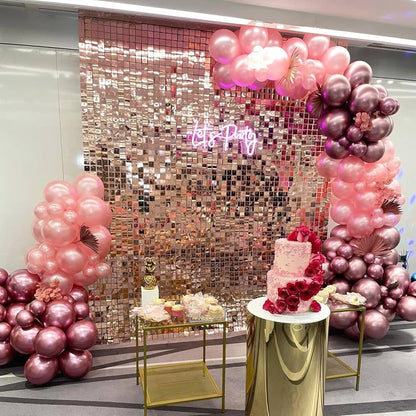 Rose Gold Sequin Shimmer Backdrop Wall Panels For Birthday Wedding Party Event Decoration