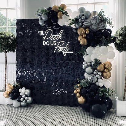 Black Sequin Shimmer Backdrop Wall Panels For Birthday Wedding Baby Shower Bridal