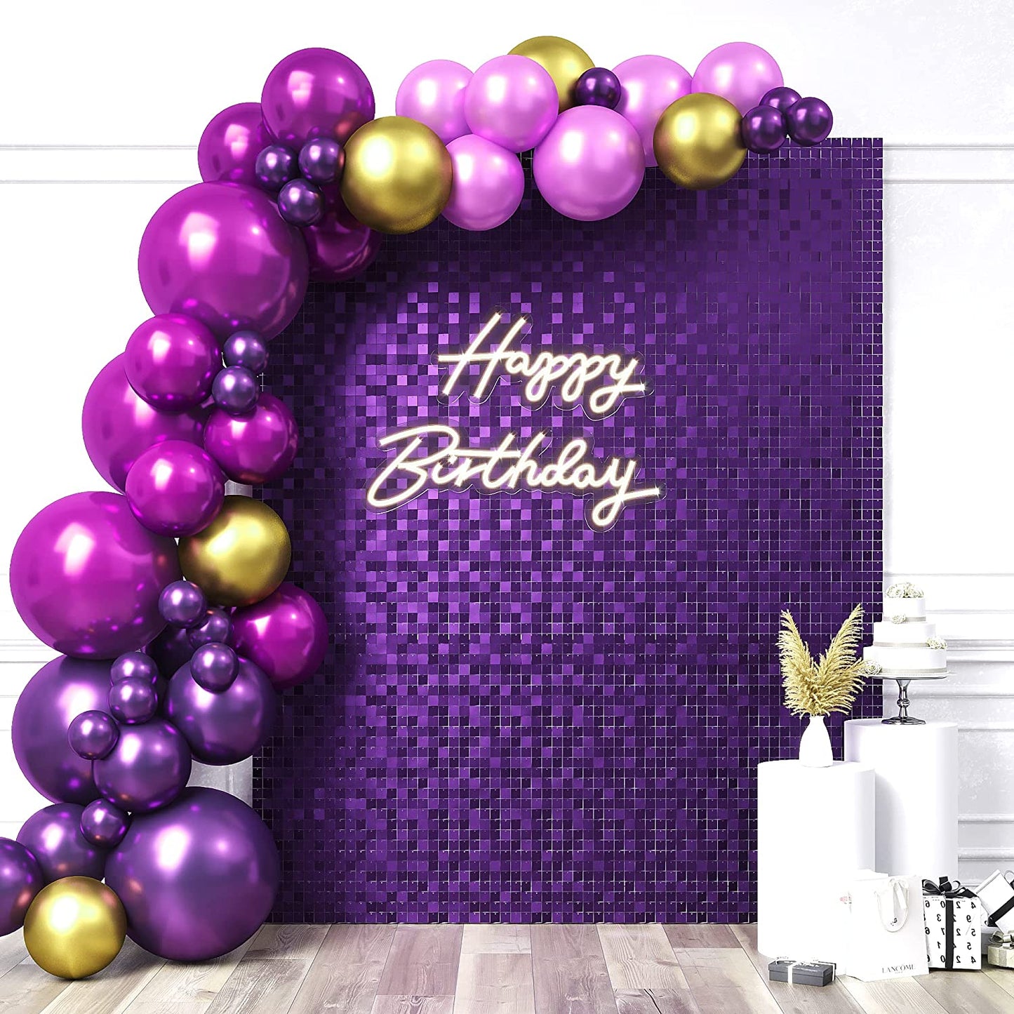 Shimmer Sequin Wall Birthday Party Photo Booth Backdrop- Various colors available Pink Gold Green Sliver White