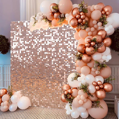 Rose Gold Sequin Shimmer Backdrop Wall Panels For Birthday Wedding Party Event Decoration